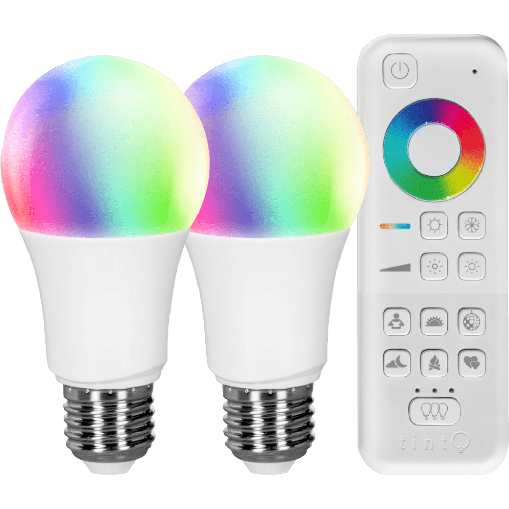 tint Starter-Set white+color, 2er-Set LED-Birnenform mit Fernbedienung, Weiß